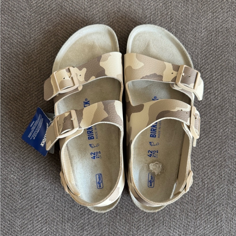 BIRKENSTOCK Milano Gray Taupe Camo Sandals Unisex - Picture 6 of 14